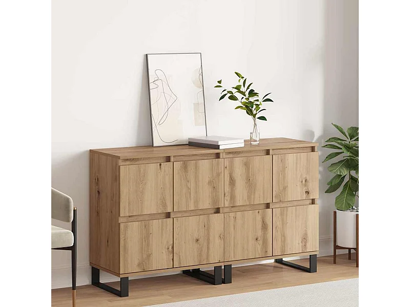 Buffets 2 pcs chêne artisanal 120 x 35 x 70 cm