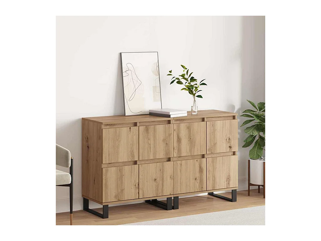 Buffets 2 pcs chêne artisanal 120 x 35 x 70 cm