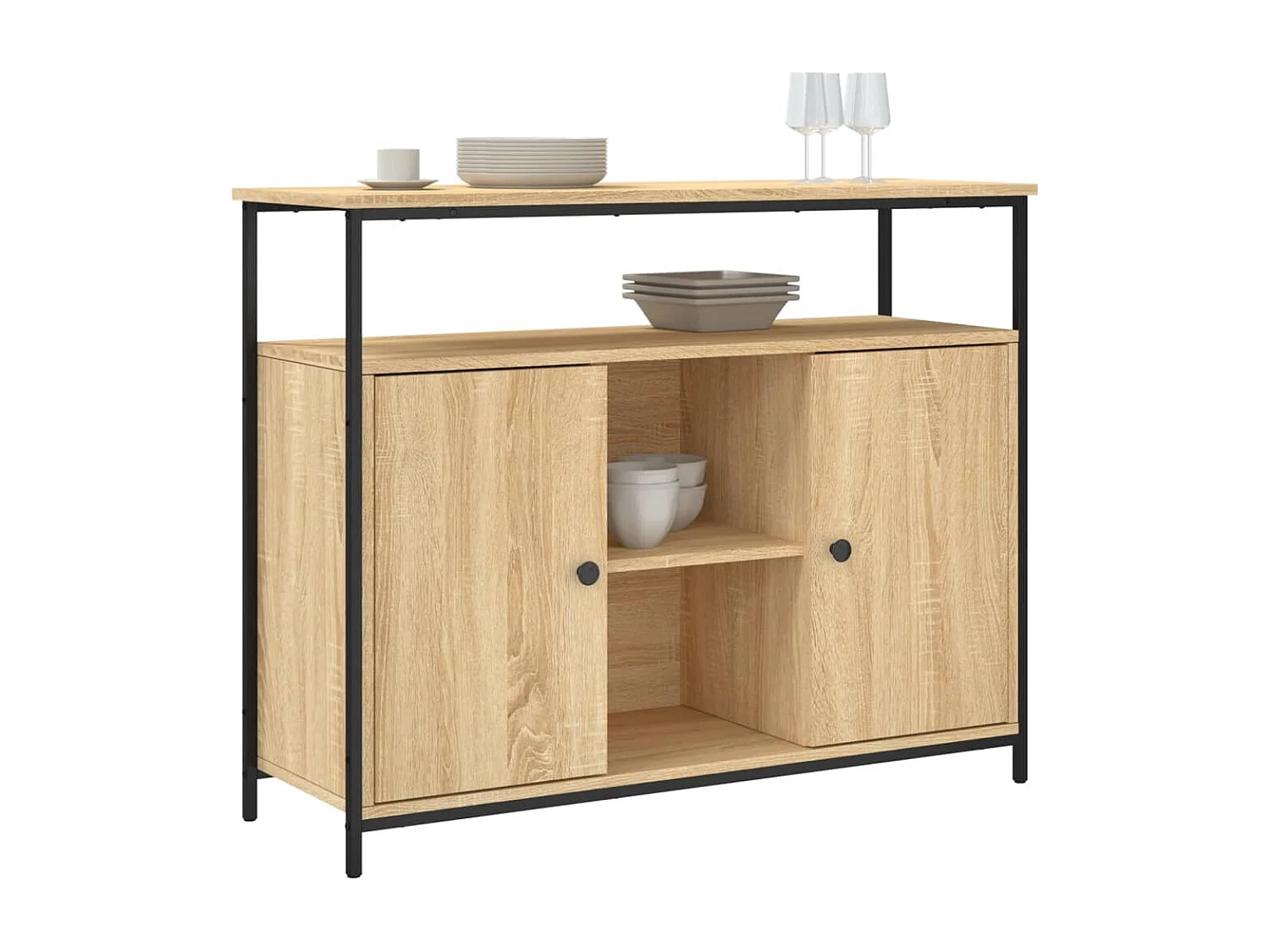 Buffet chêne sonoma 100x35x80 cm bois d'ingénierie
