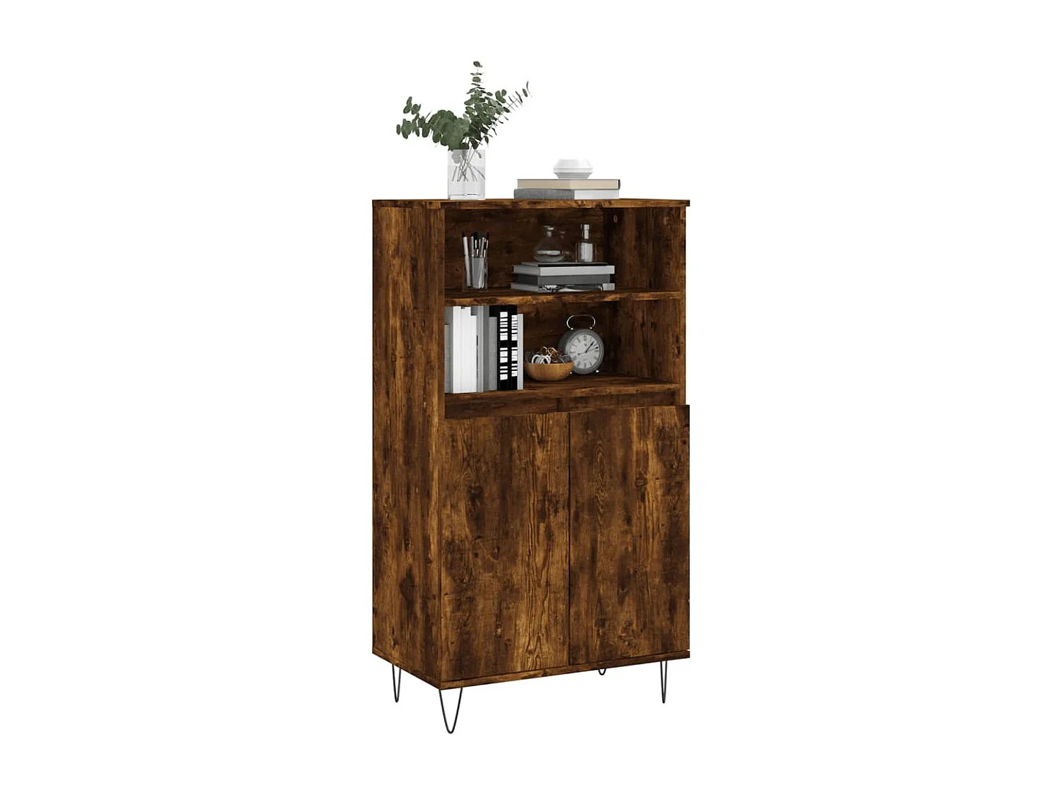 Buffet haut Chêne fumé 60x36x110 cm Bois d'ingénierie