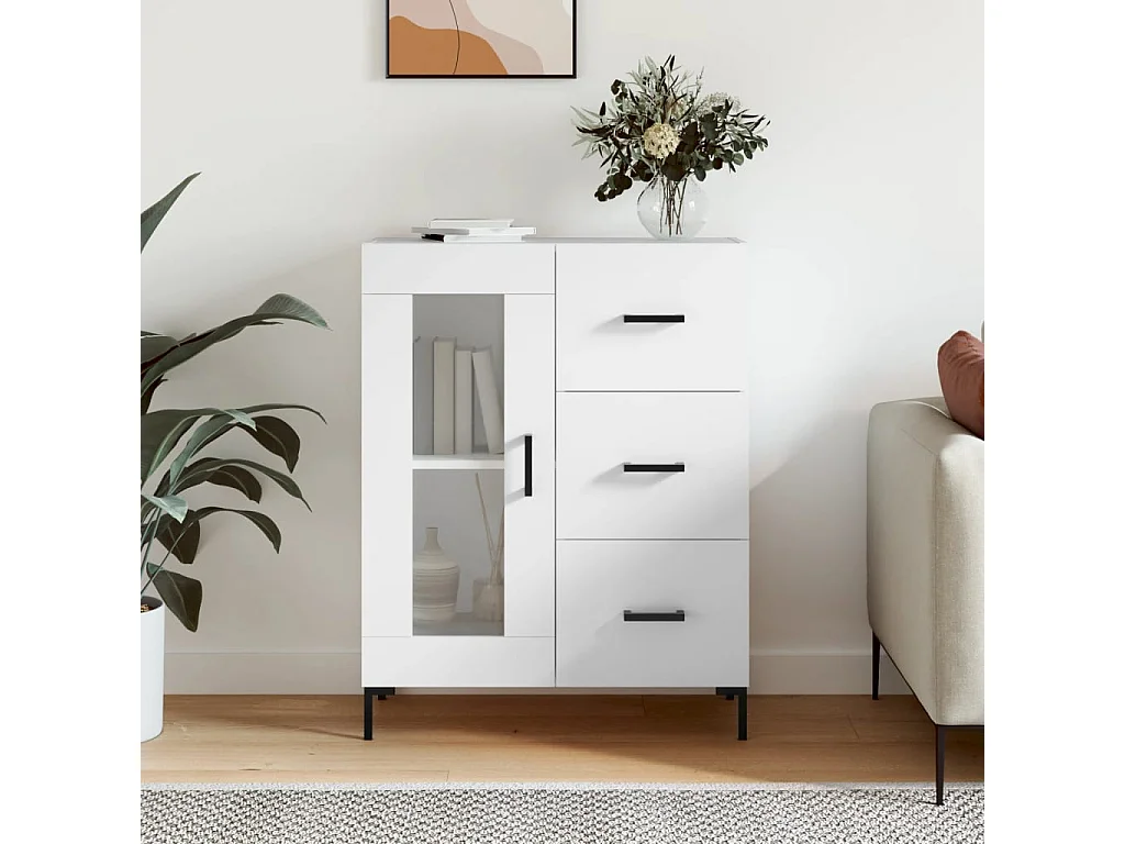 Buffet blanc 69,5x34x90 cm bois d'ingénierie