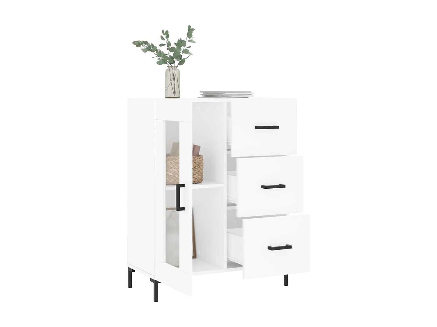 Buffet blanc 69,5x34x90 cm bois d'ingénierie