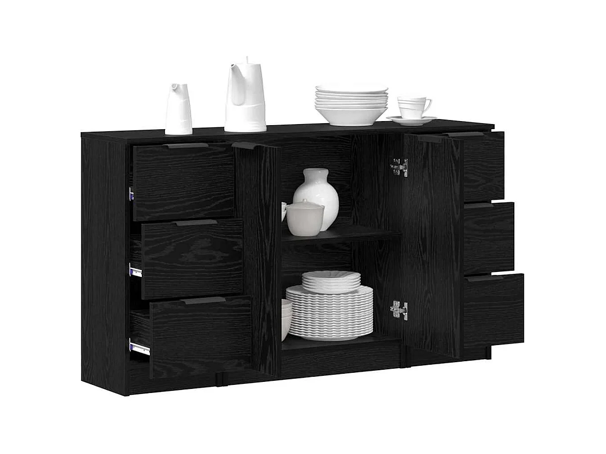 Buffet 3 pcs Chêne noir 121 x 30 x 70 cm Bois d'ingénierie