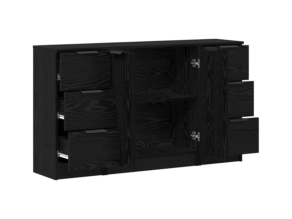 Buffet 3 pcs Chêne noir 121 x 30 x 70 cm Bois d'ingénierie