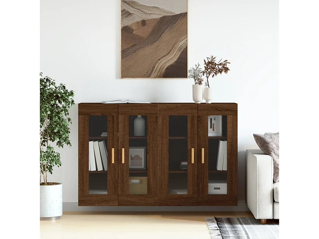 pensili in legno ingegnerizzato color rovere marrone