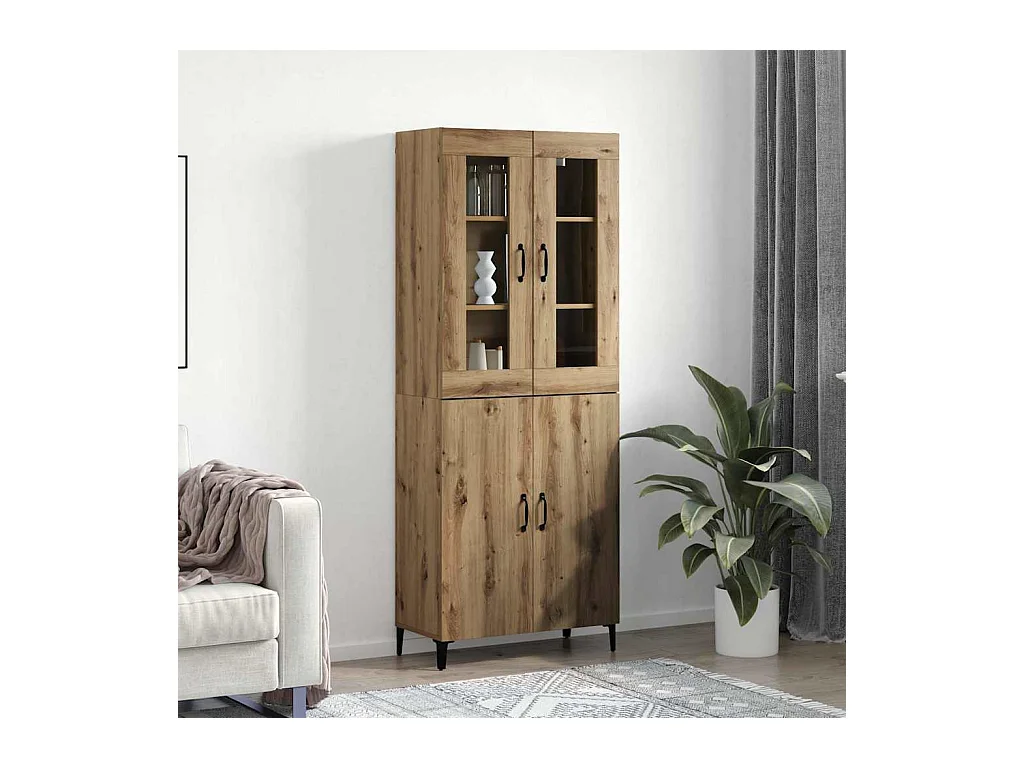 Haut Armoire 2 pcs chêne artisanal 69,5 x 34 x 180 cm