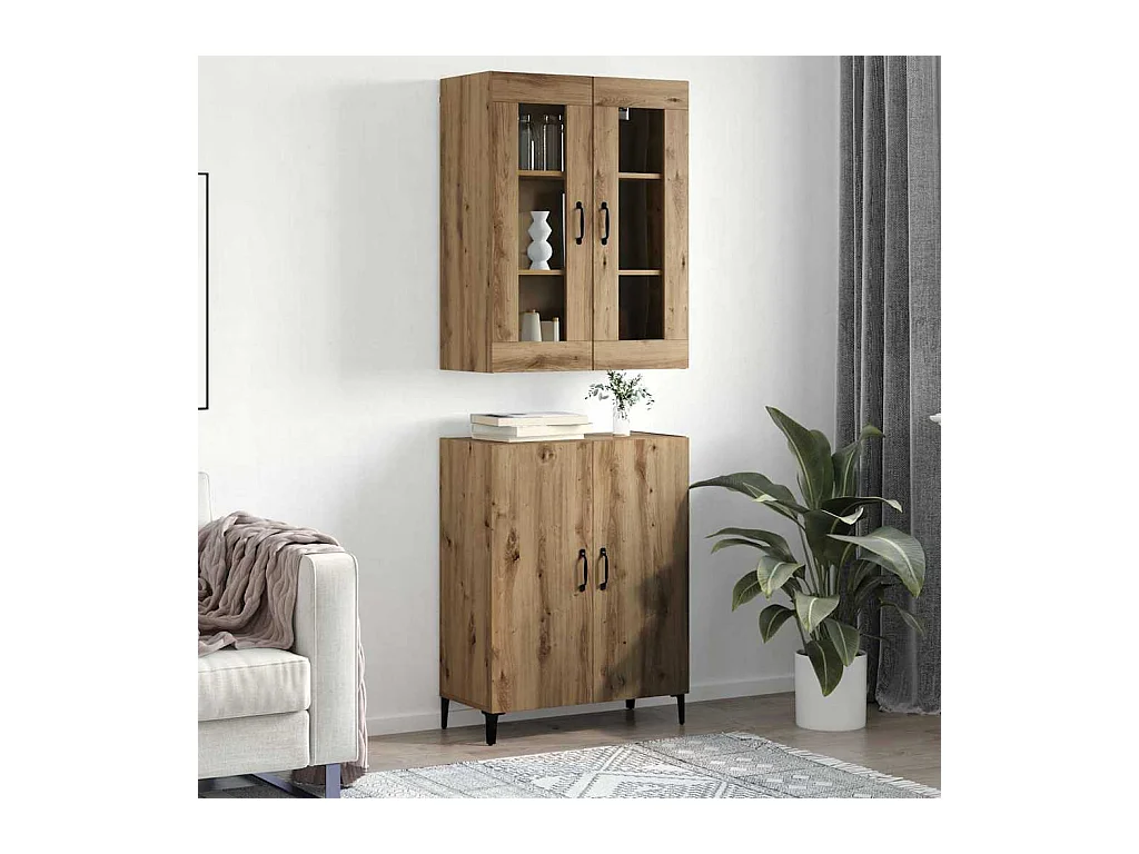 Mueble alto 2 piezas roble artesanal 69,5x34x180 cm