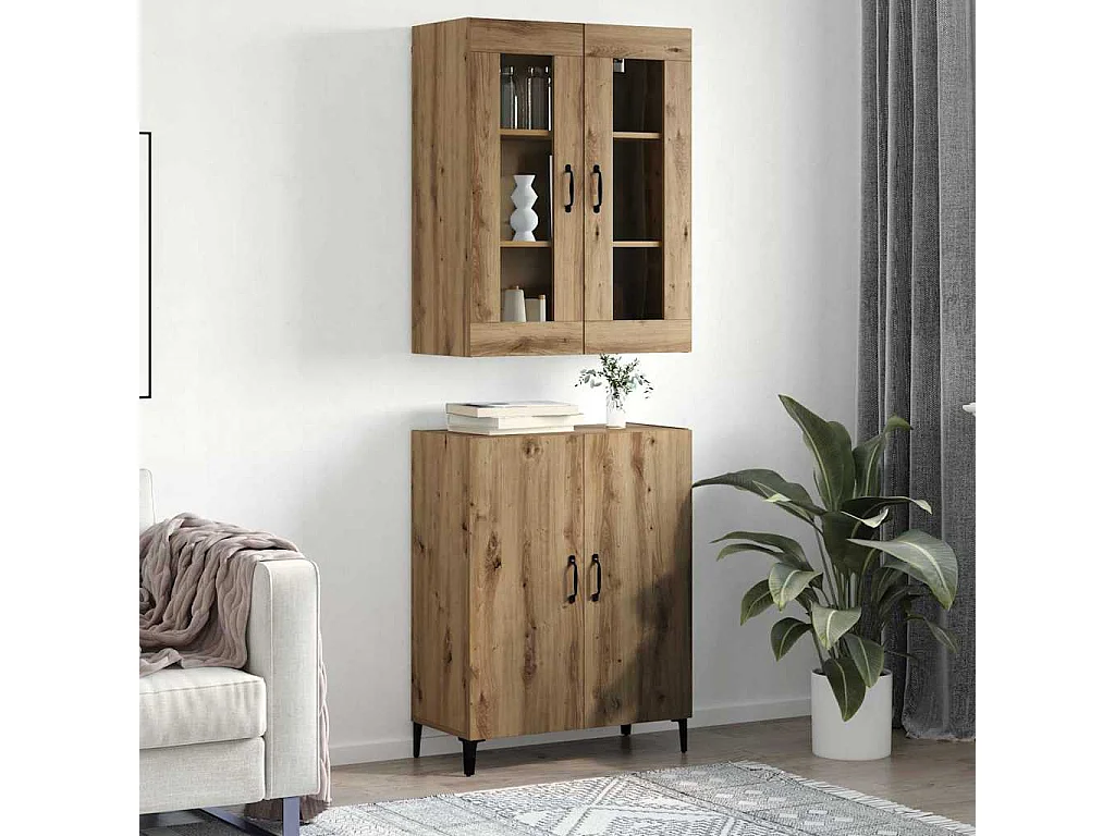 Haut Armoire 2 pcs chêne artisanal 69,5 x 34 x 180 cm