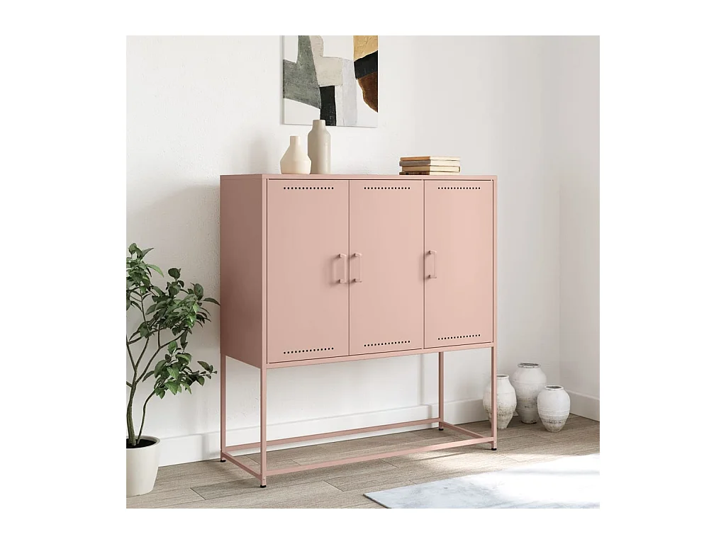Buffet haut rose 100,5x39x107 cm acier