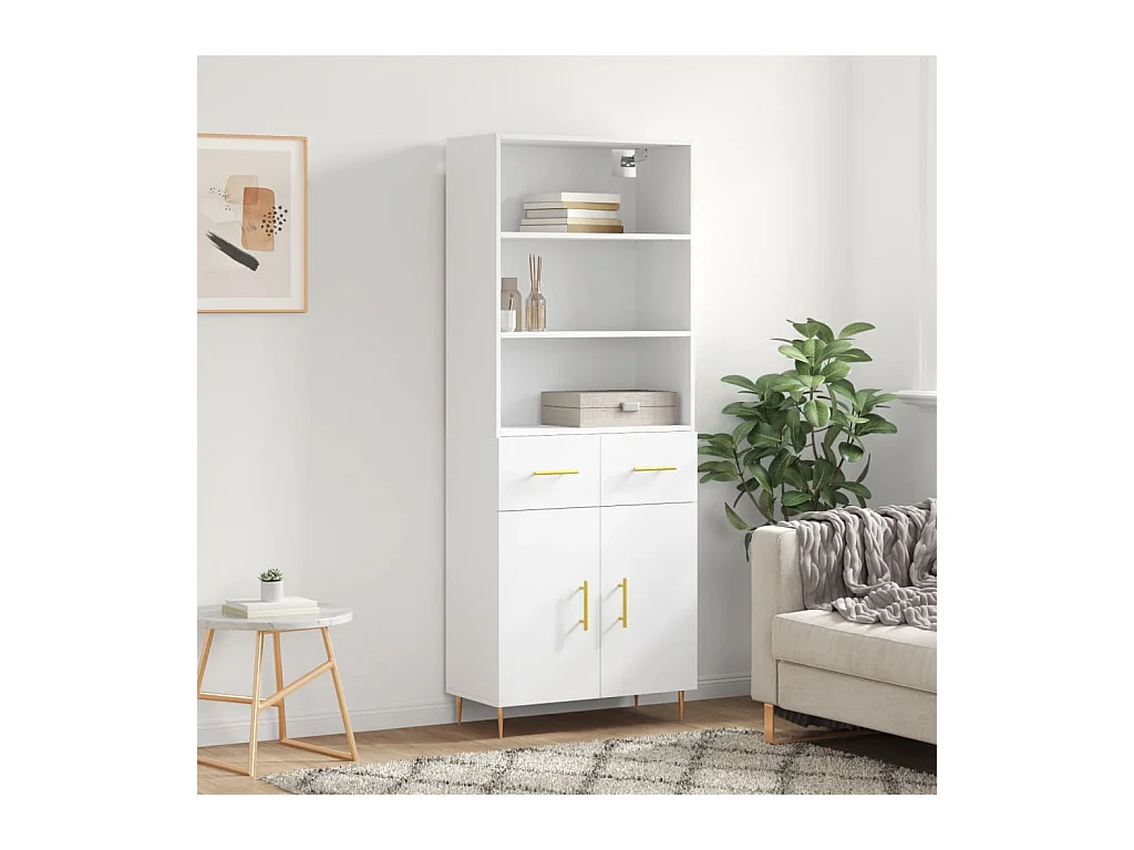 Buffet haut Blanc 69,5x34x180 cm Bois d'ingénierie