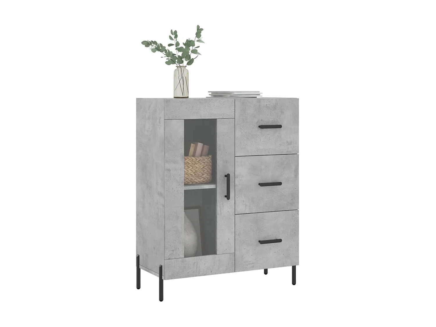 Buffet gris béton 69,5x34x90 cm bois d'ingénierie
