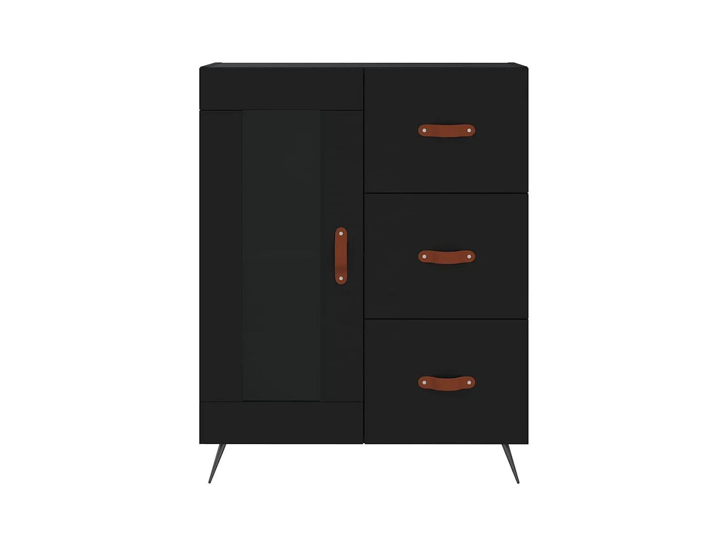 Zwarte hoge dressoir 69,5x34x180 cm Bewerkt hout