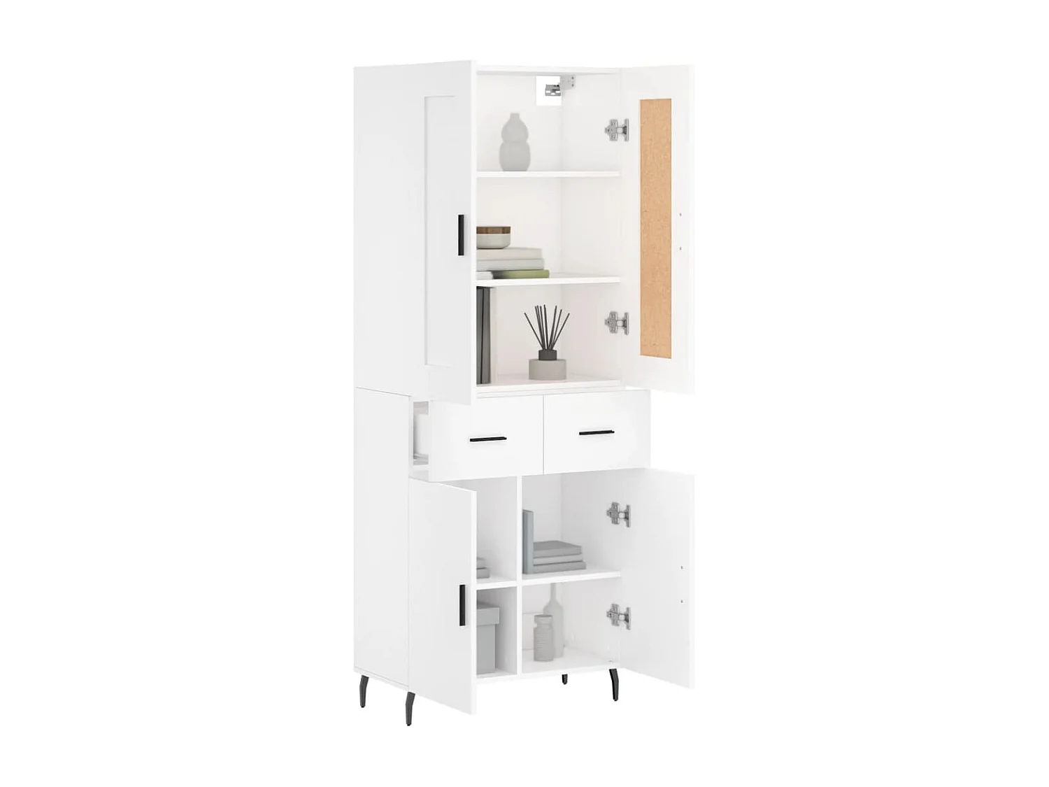 Credenza alta bianca 69,5x34x180 cm Legno ingegnerizzato