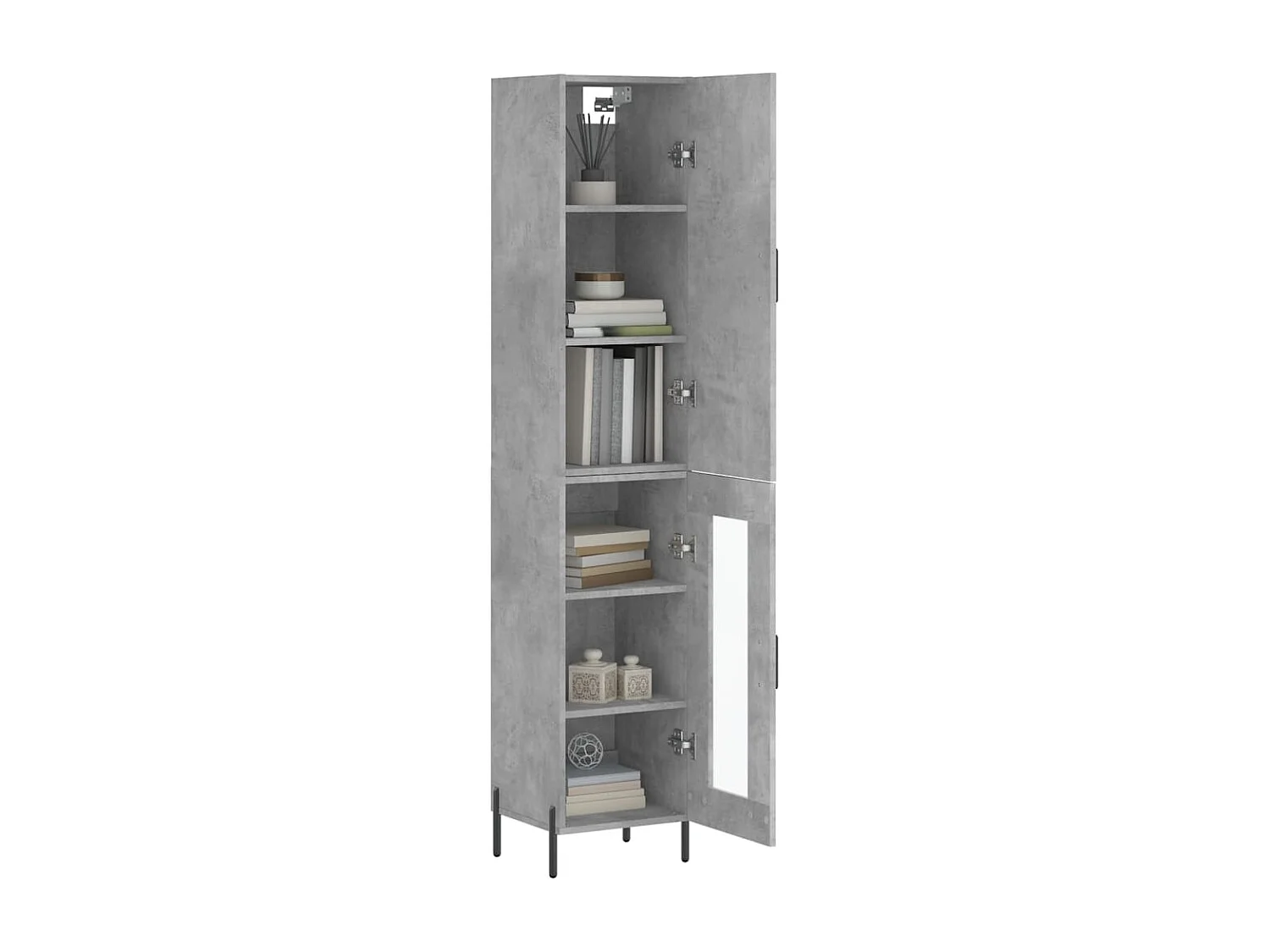 Buffet haut Gris béton 34,5x34x180 cm Bois d'ingénierie