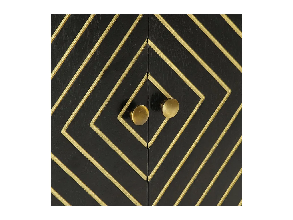 Buffet avec 2 portes noir et doré 55x30x75 cm manguier