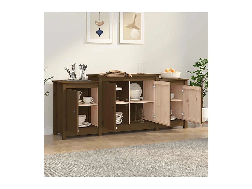 Buffet Marrone miele 164x37x68 cm Legno massello di pino
