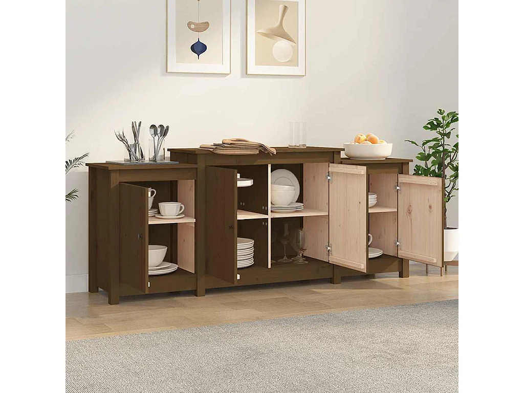 Buffet Marron miel 164x37x68 cm Bois massif de pin