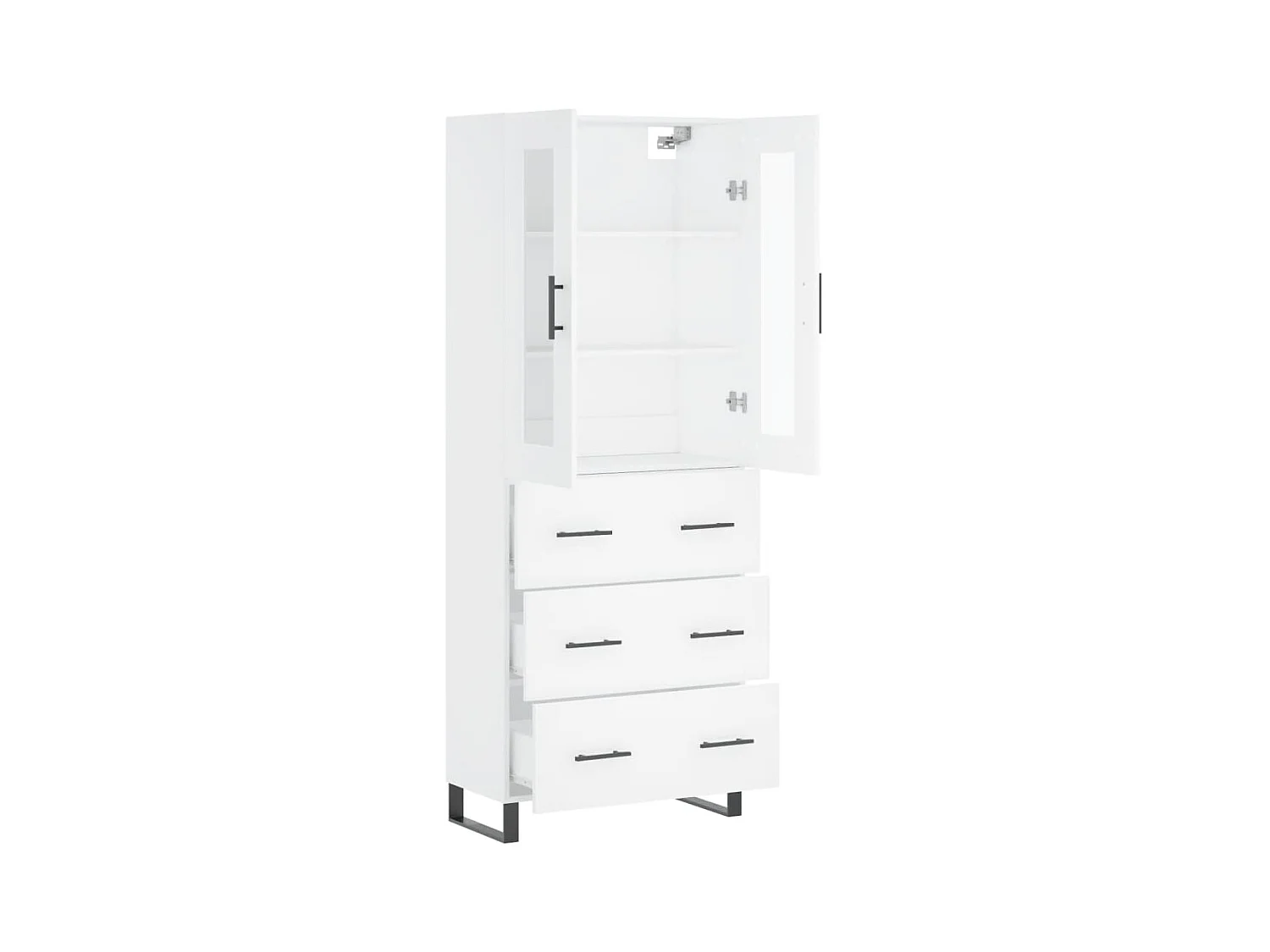 Credenza alta bianca 69,5x34x180 cm Legno ingegnerizzato