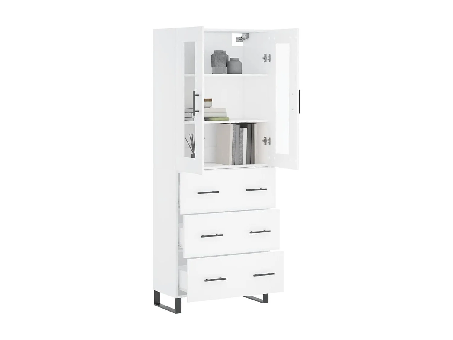 Buffet haut Blanc 69,5x34x180 cm Bois d'ingénierie