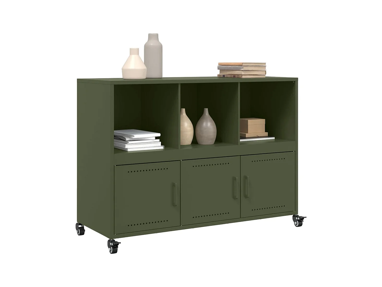 Olivgrünes Sideboard 100,5x39x72 cm Stahl