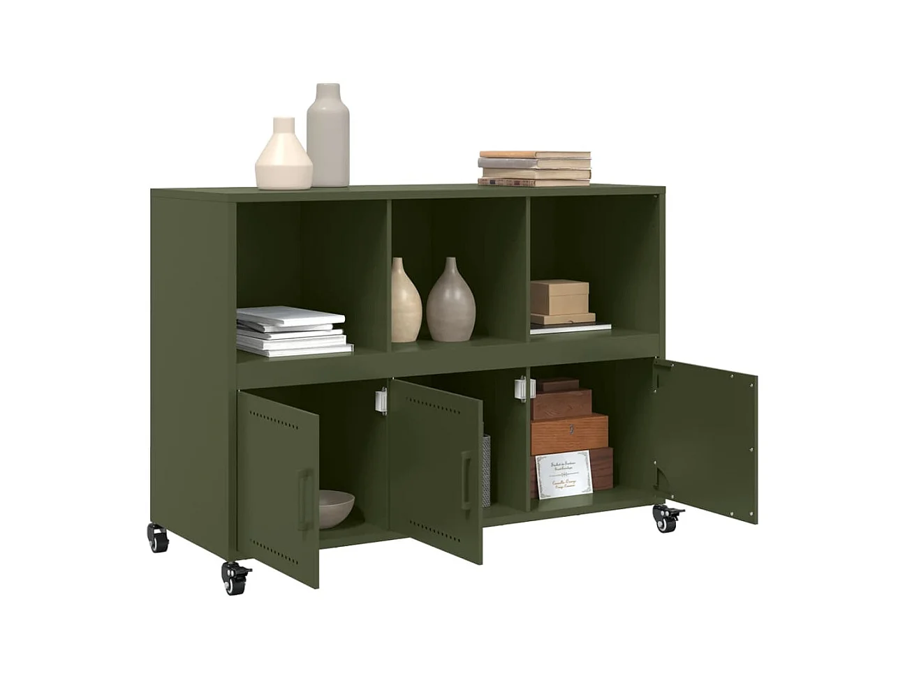 Olivgrünes Sideboard 100,5x39x72 cm Stahl