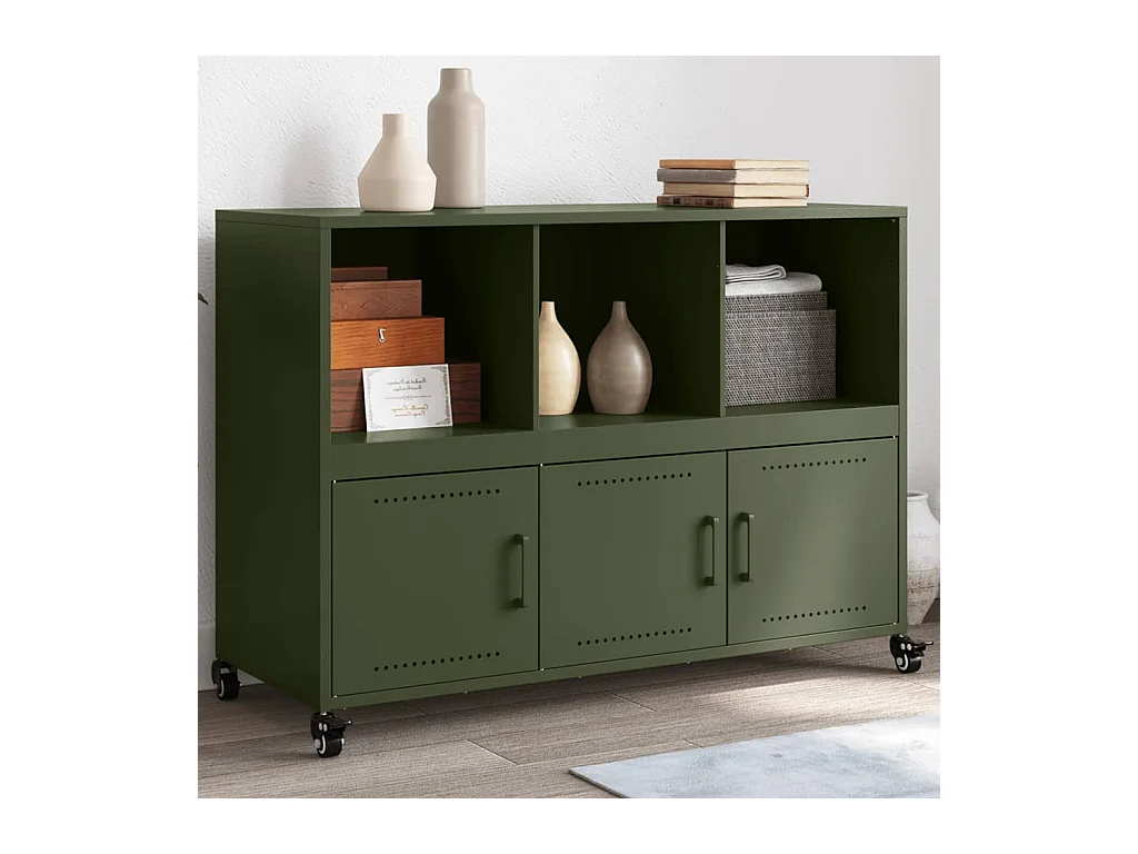 Buffet vert olive 100,5x39x72 cm acier