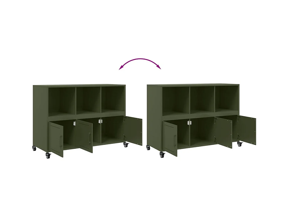 Aparador verde oliva 100,5x39x72 cm acero