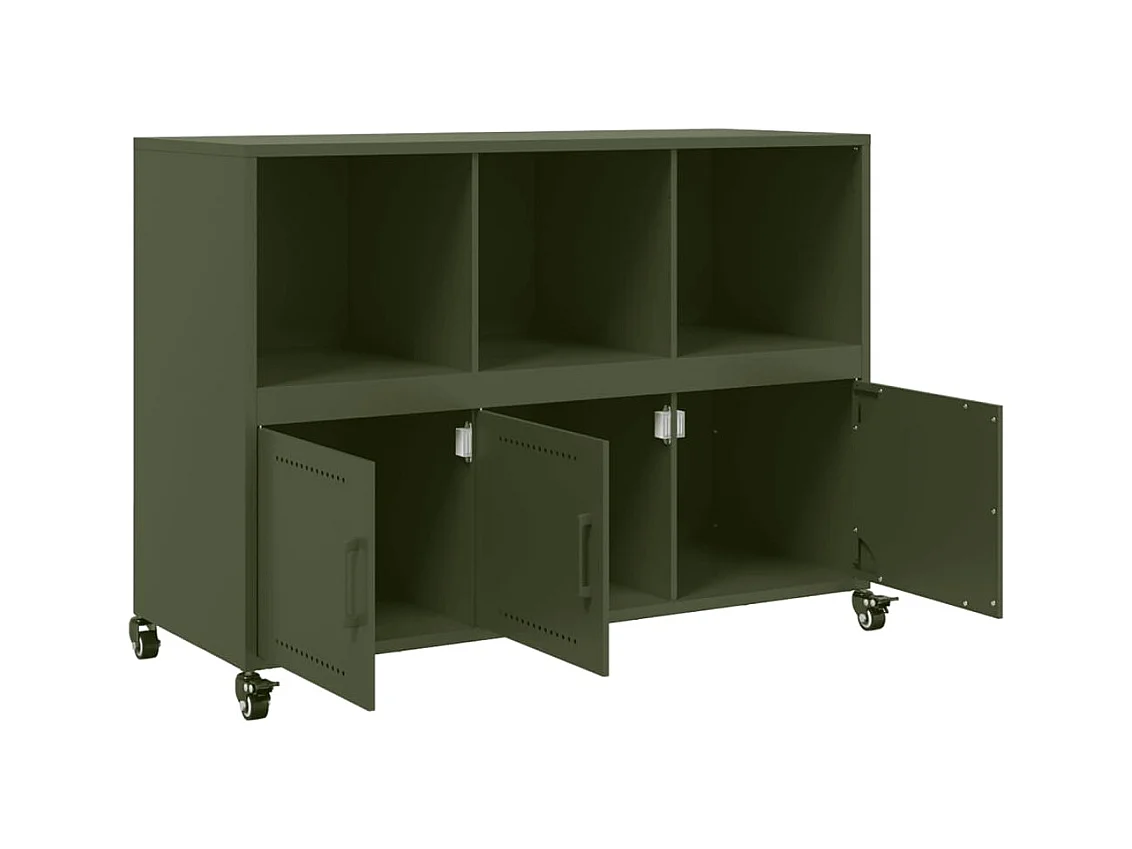 Aparador verde oliva 100,5x39x72 cm acero