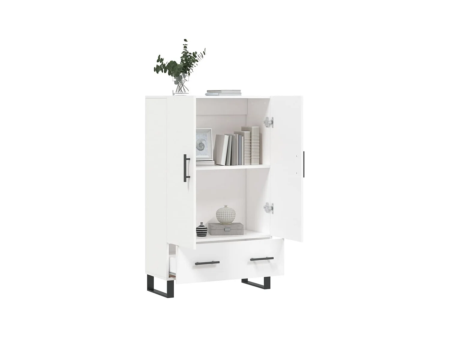 Wit hoog dressoir 69,5x31x115 cm bewerkt hout