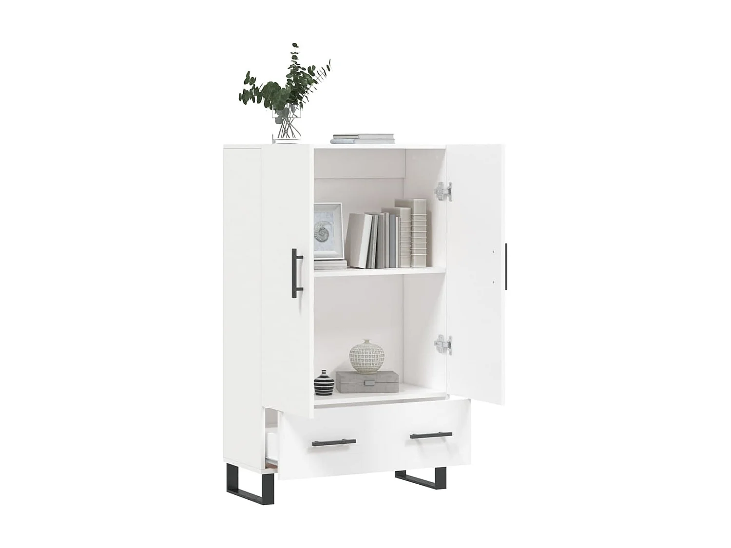 Aparador alto blanco 69,5x31x115 cm madera contrachapada