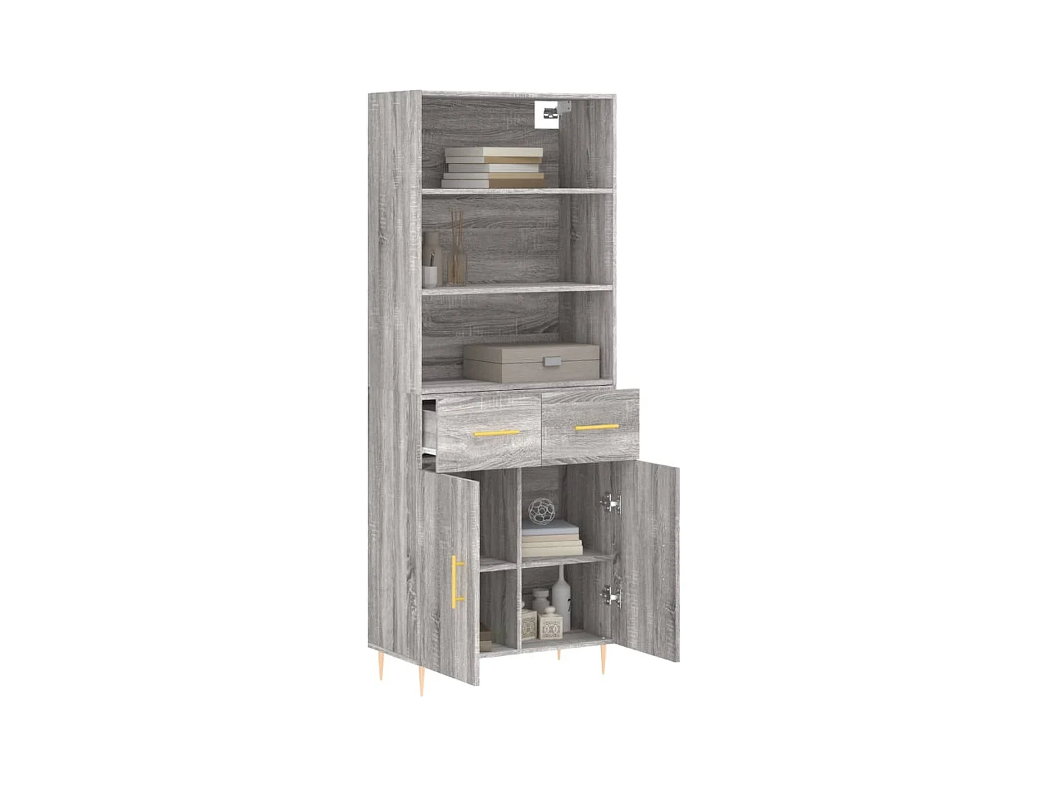 Buffet haut Sonoma gris 69,5x34x180 cm Bois d'ingénierie