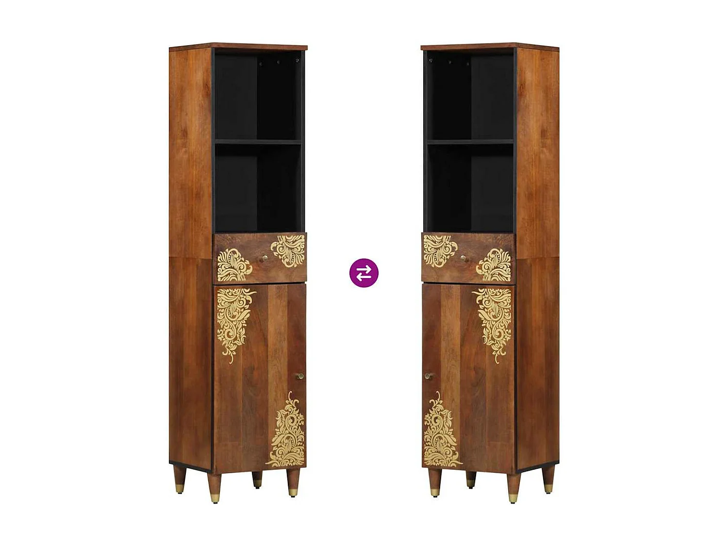 Credenza marrone miele 38 x 33,5 x 160 cm Legno massello di mango