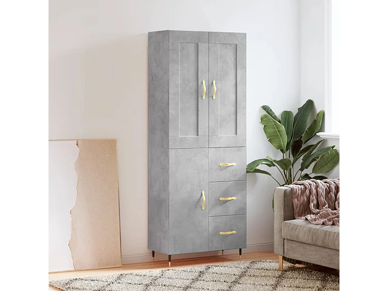 Credenza alta Grigio cemento 69,5x34x180 cm Legno ingegnerizzato