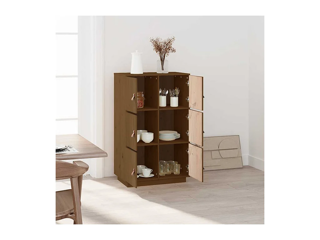 Buffet haut Marron miel 67x40x108,5 cm Bois massif de pin
