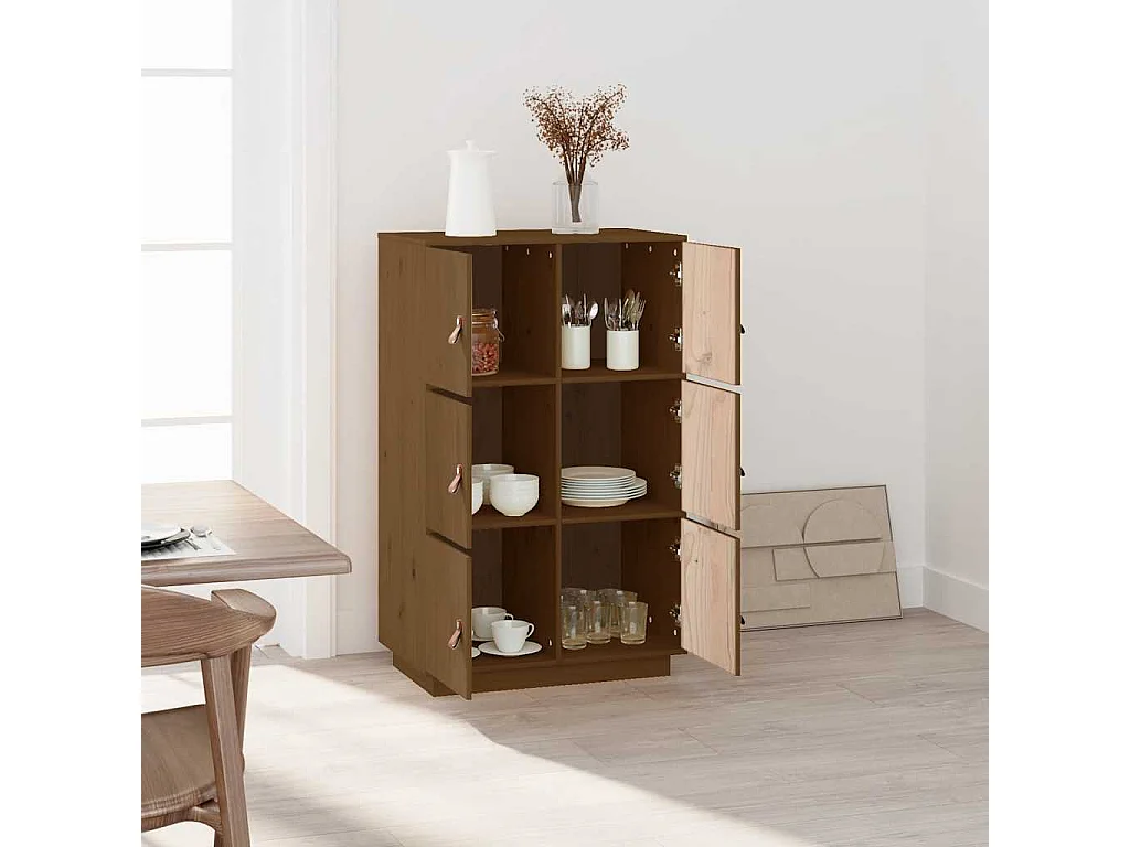 Buffet haut Marron miel 67x40x108,5 cm Bois massif de pin