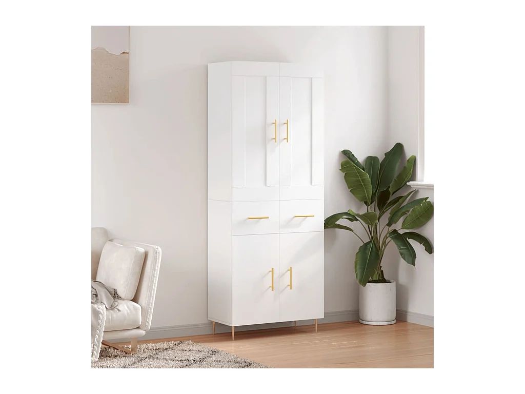 Wit hoog dressoir 69,5x34x180 cm Technisch hout