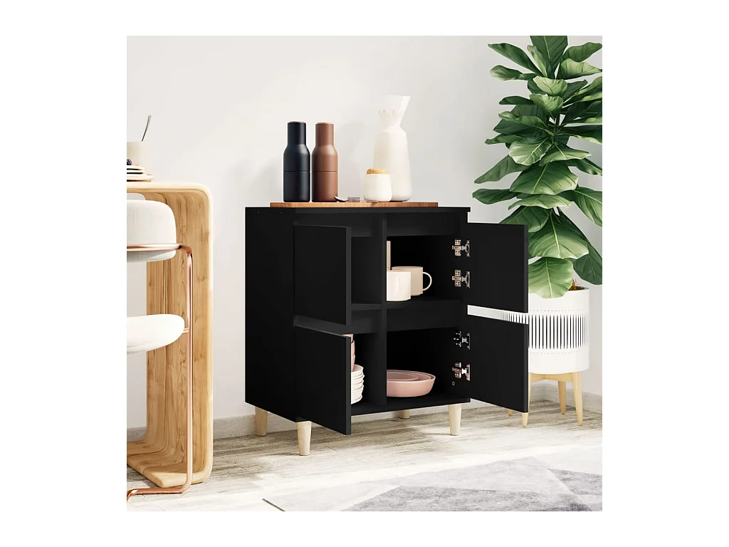 Credenza nera 60x35x70 cm in legno ingegnerizzato
