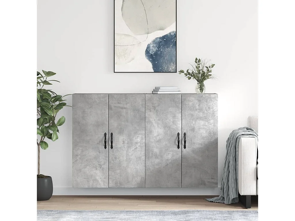 Pensili a 2 pezzi, grigio cemento, legno ingegnerizzato