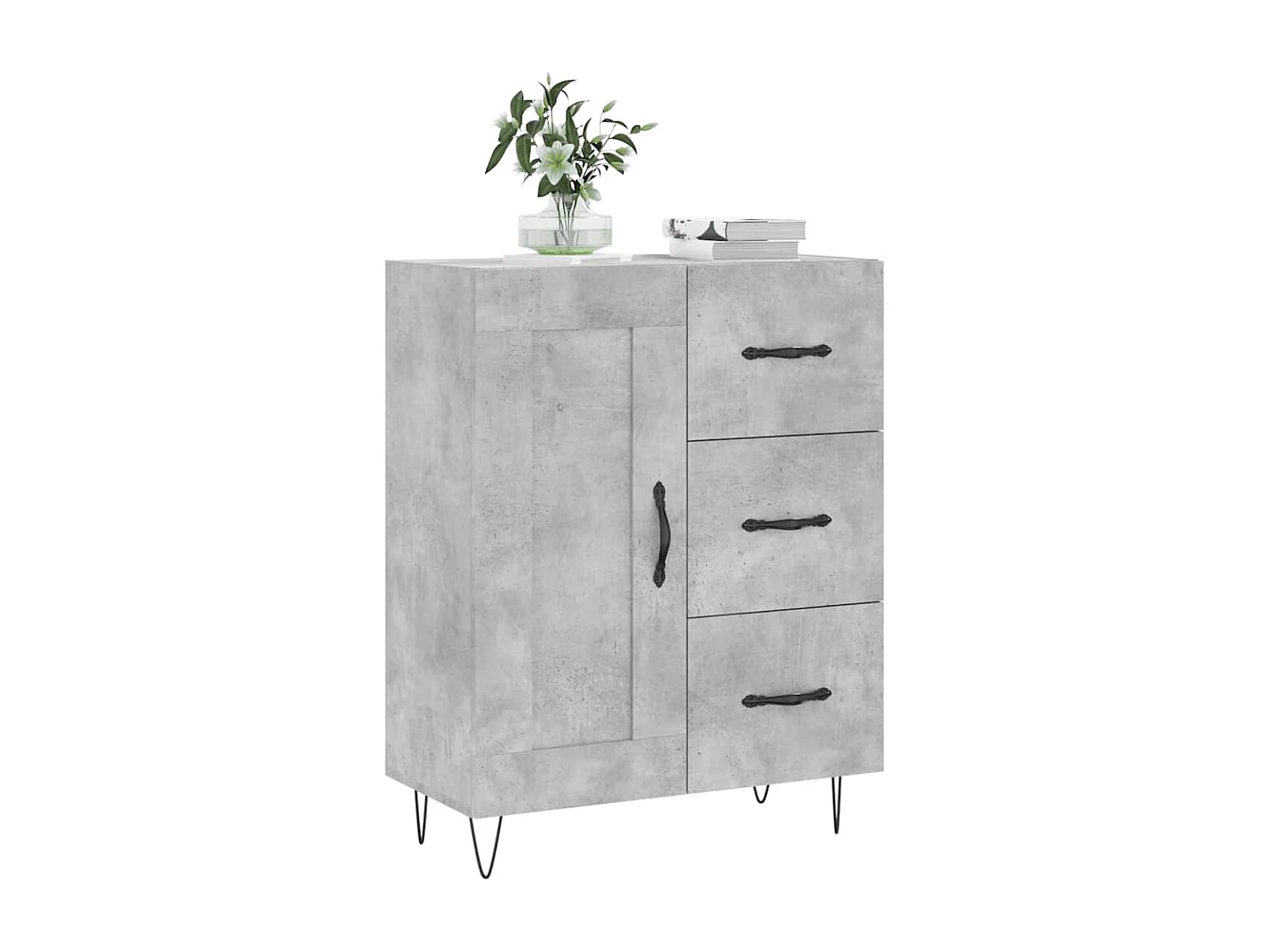Betongraues Sideboard 69,5 x 34 x 90 cm Holzwerkstoff