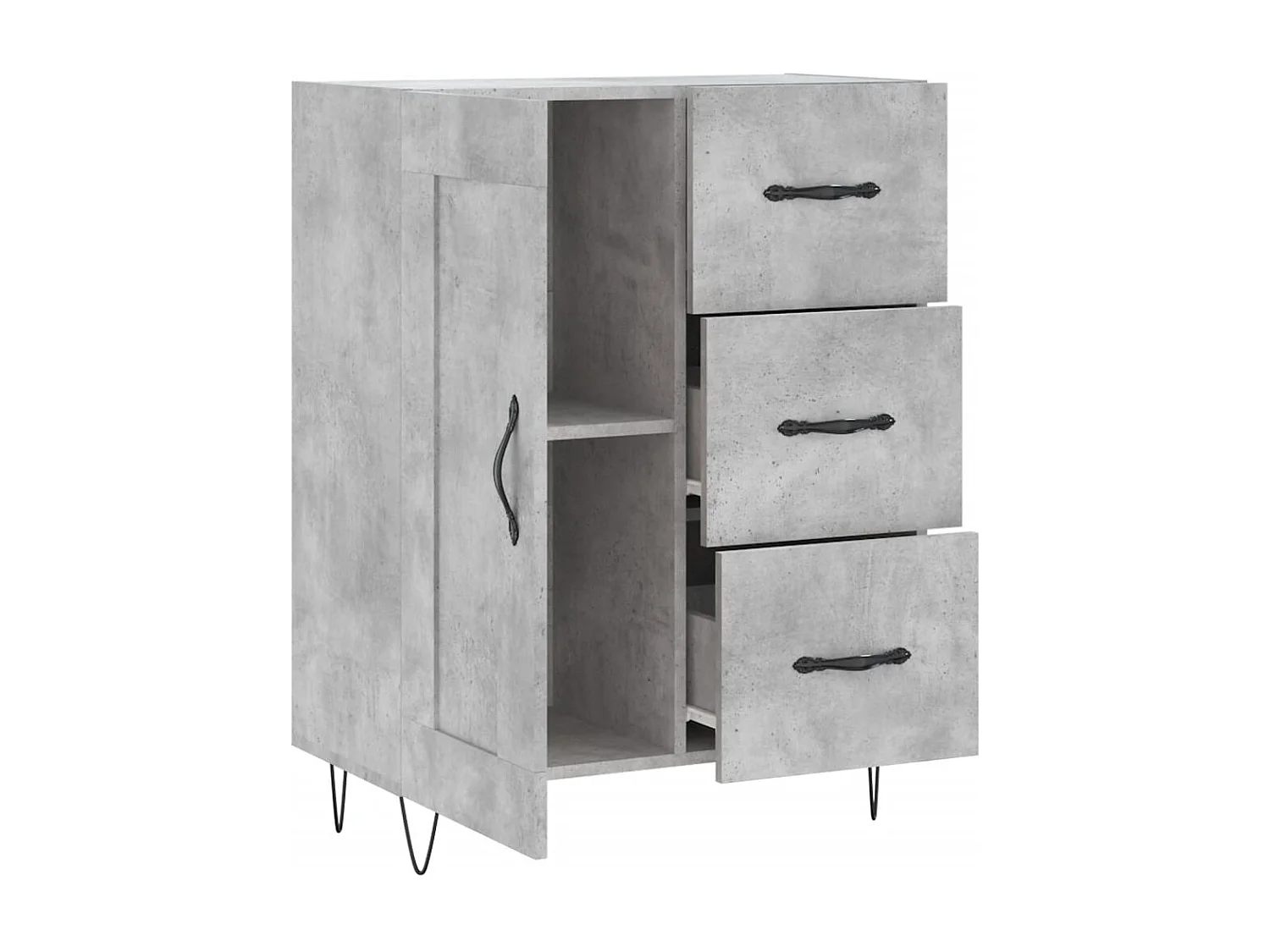 Betongraues Sideboard 69,5 x 34 x 90 cm Holzwerkstoff
