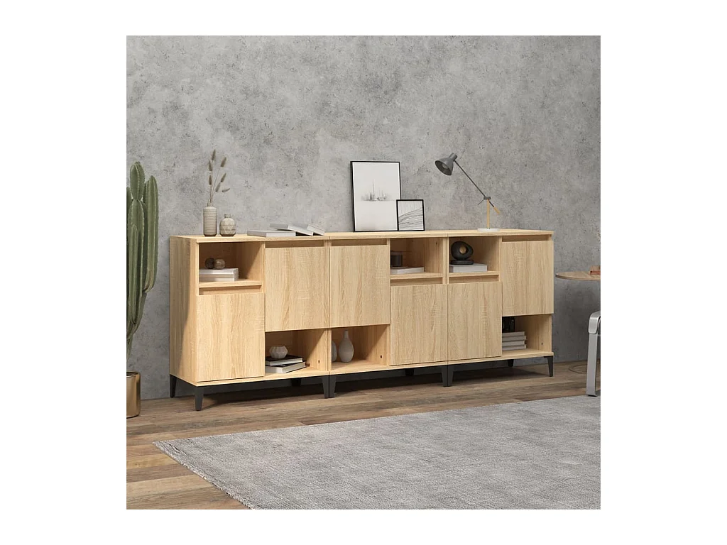 Buffets 3 pcs chêne sonoma 60x35x70 cm bois d'ingénierie