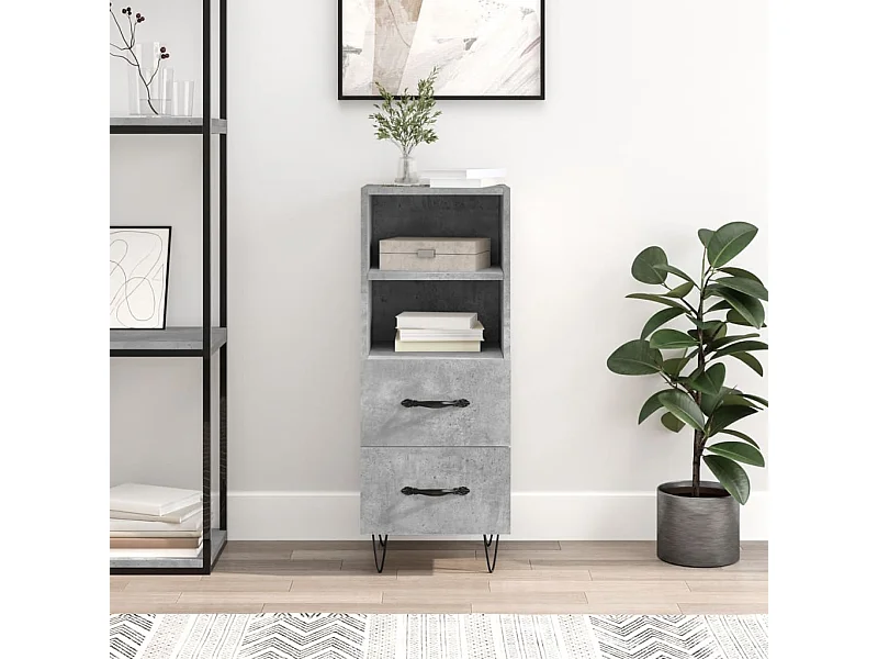 Credenza grigio cemento 34,5x34x90 cm in legno ingegnerizzato