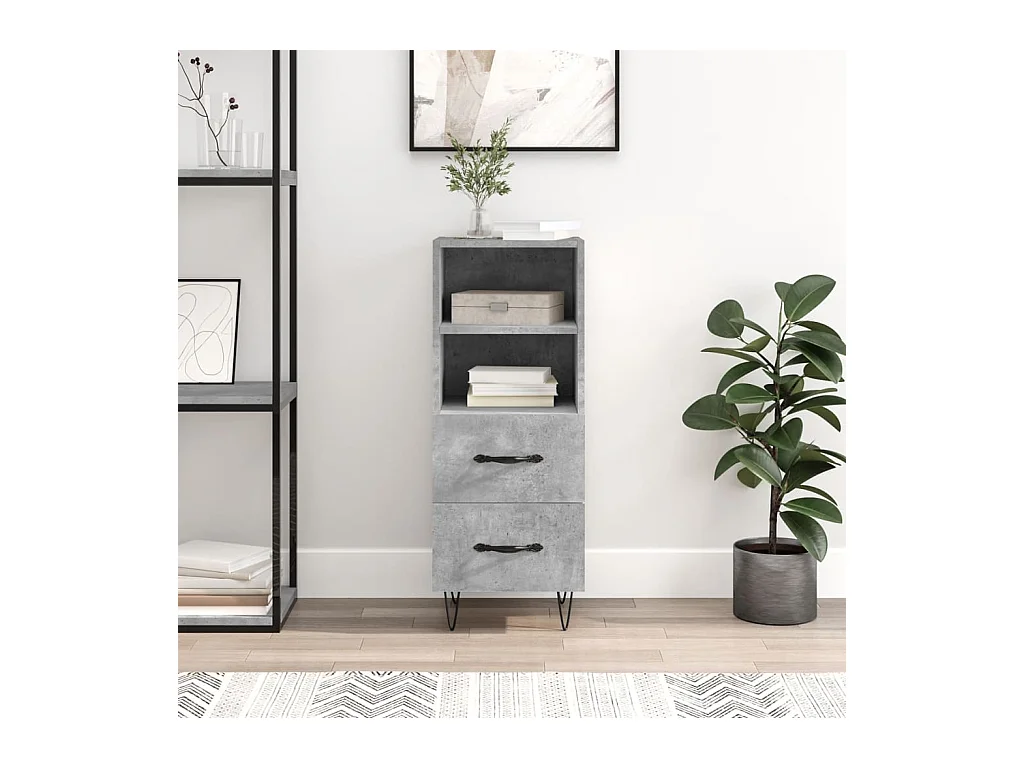 Credenza grigio cemento 34,5x34x90 cm in legno ingegnerizzato