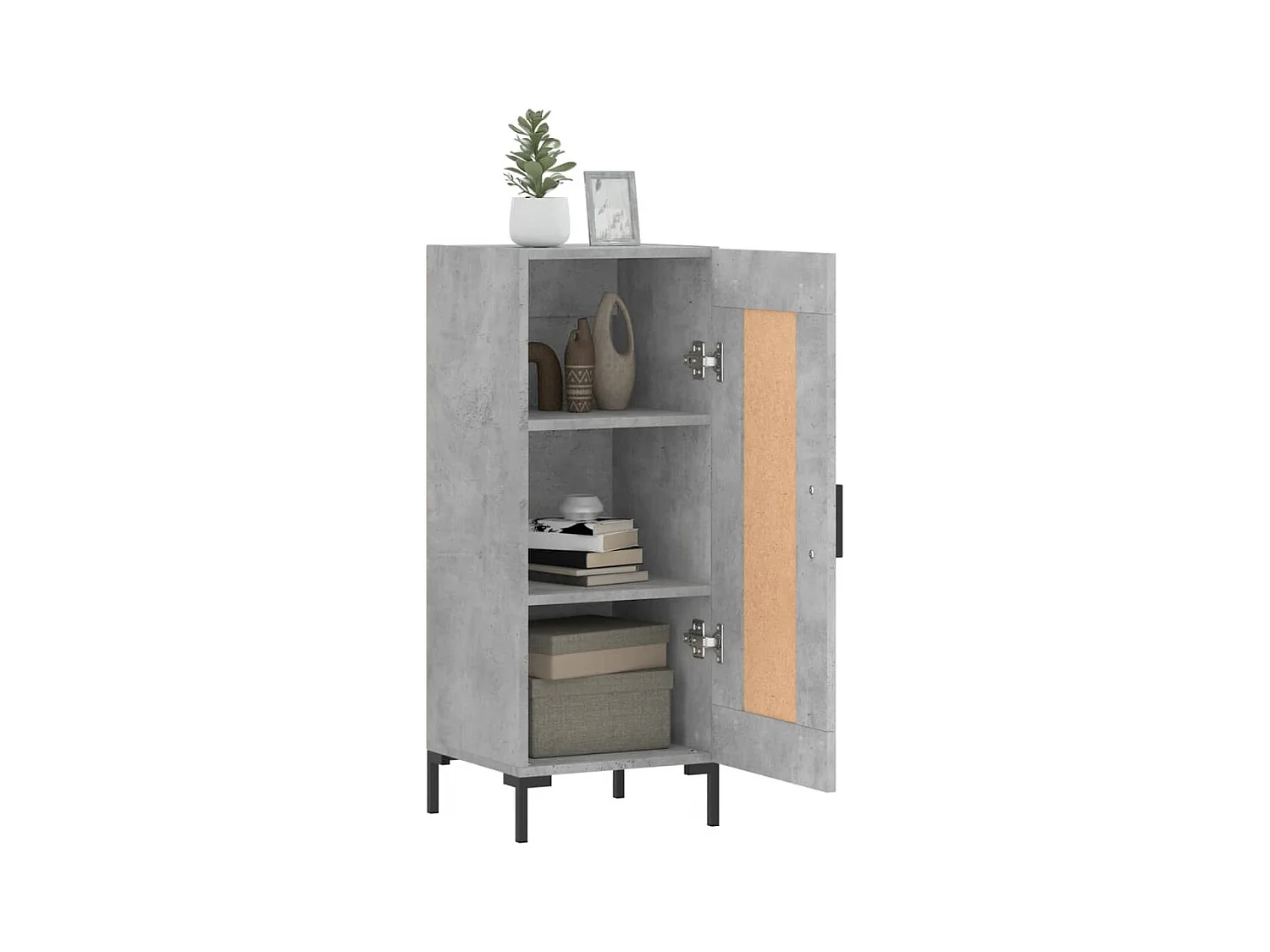 Buffet Gris béton 34,5x34x90 cm Bois d'ingénierie