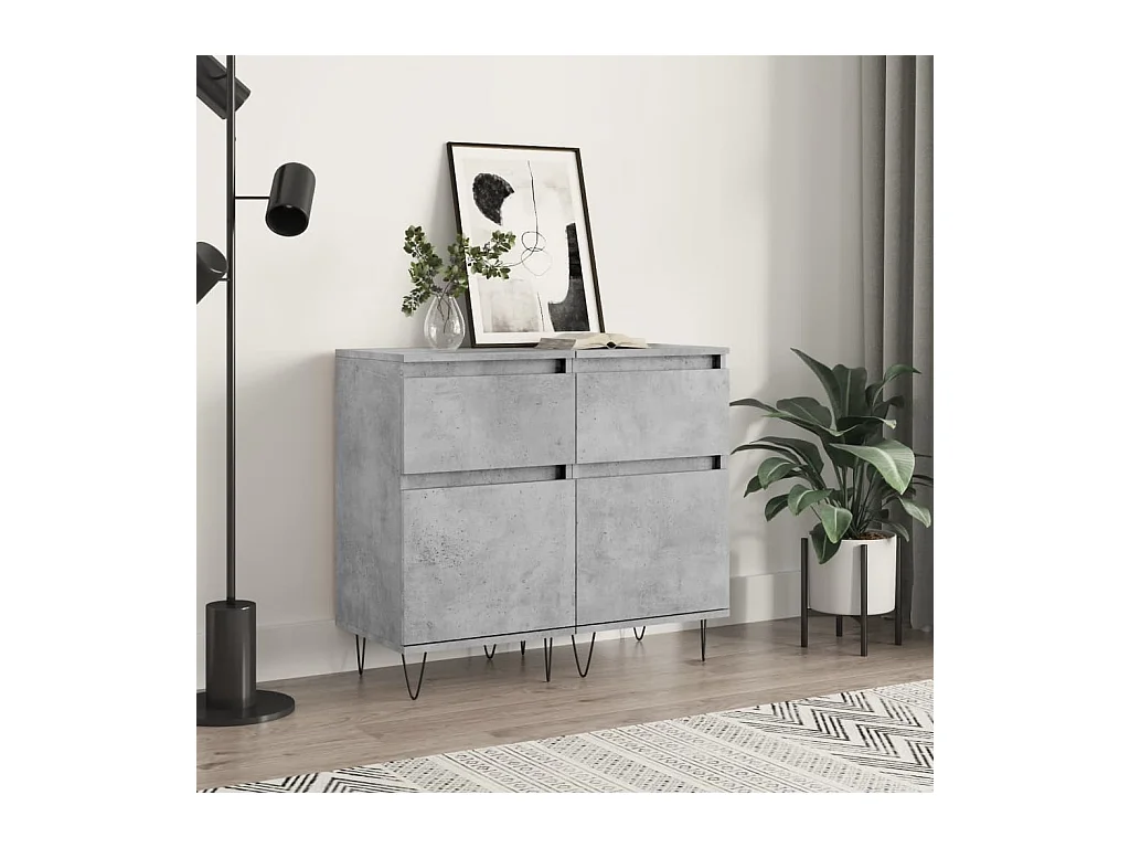 Buffets 2 pcs gris béton 40x35x70 cm bois d'ingénierie