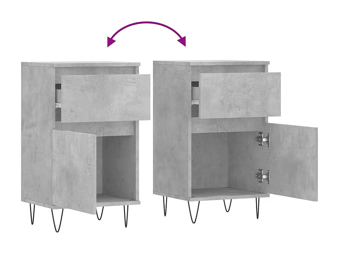 Buffets 2 pcs gris béton 40x35x70 cm bois d'ingénierie