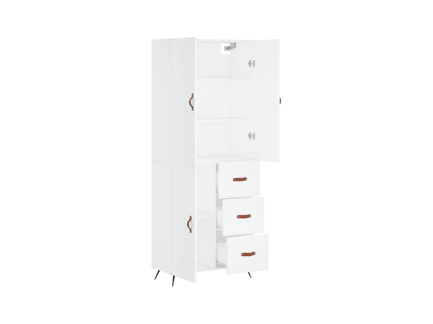 Wit hoog dressoir 69,5x34x180 cm Technisch hout