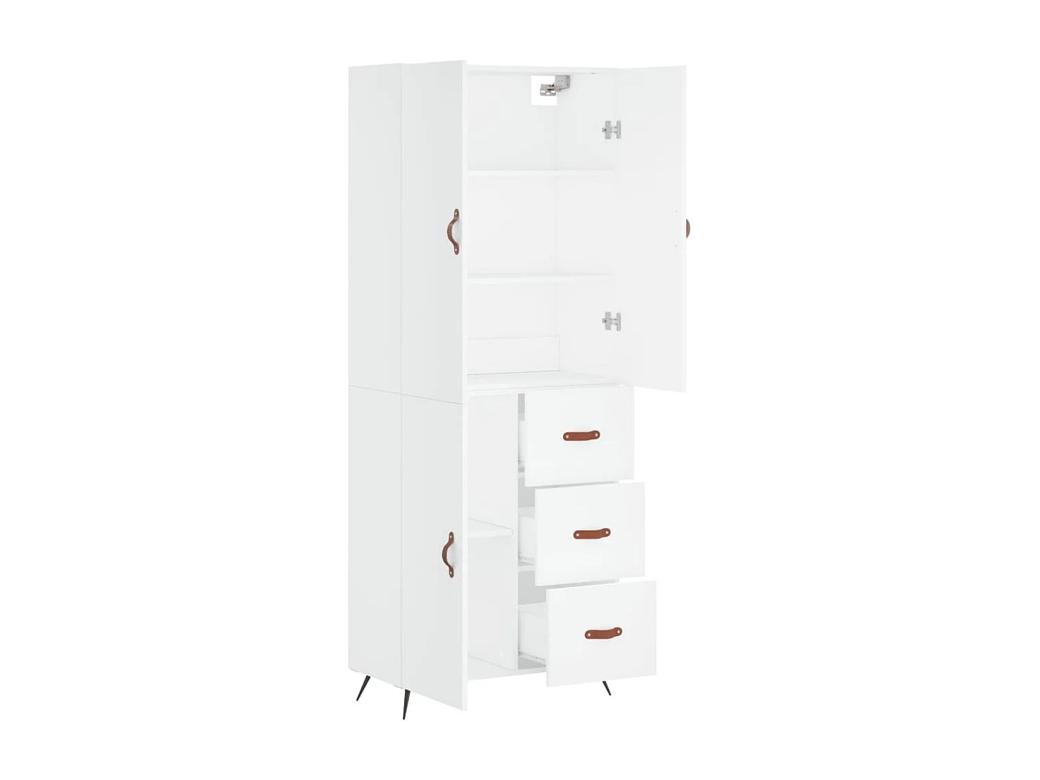 Wit hoog dressoir 69,5x34x180 cm Technisch hout