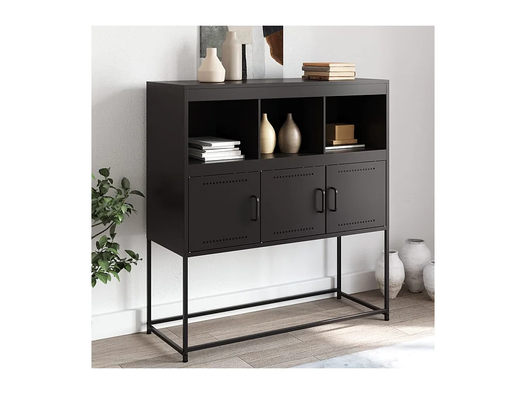 Buffet noir 100,5x39x107 cm acier