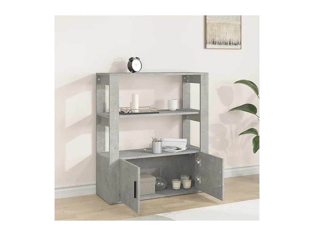 Buffet Gris béton 80x30x90 cm Bois d'ingénierie